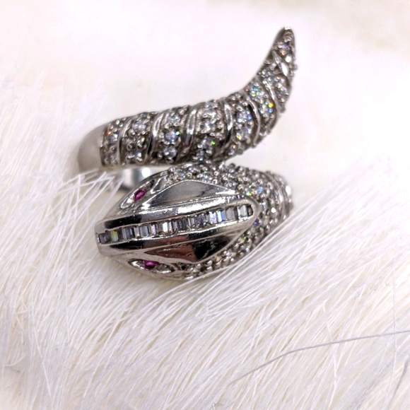 Snake Bypass Design Sterling Silver Ring - Picture 11 of 11